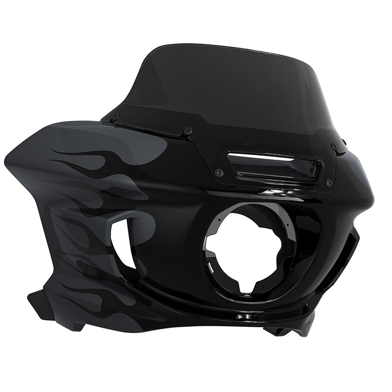HR3 Low Rider Gunship Gray Fire Pattern Headlight Fairing & Black Windshield Fit For Harley Low Rider ST 2022-2023 2023 22