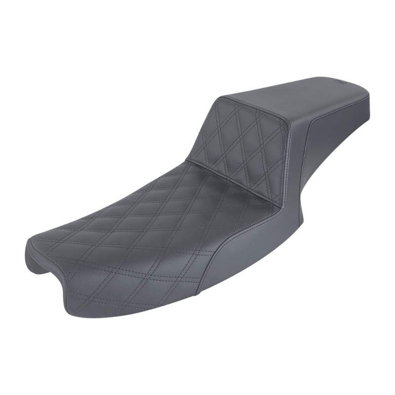 SADDLEMEN - Step-Up Seat  Front Lattice Stitch - Black - Dyna